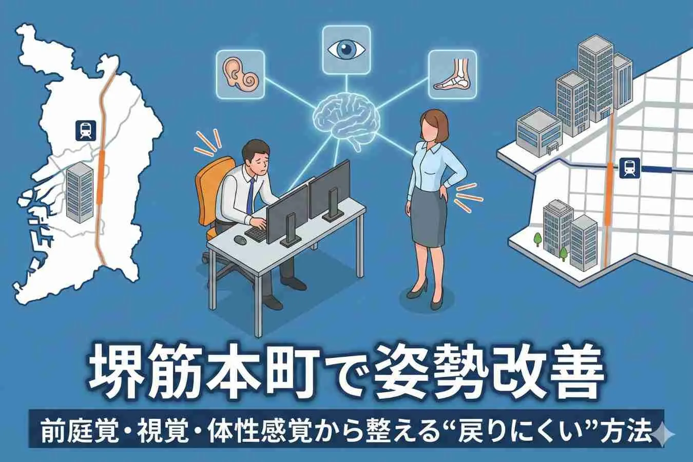 堺筋本町で姿勢改善したい人へ｜前庭覚・視覚・体性感覚から整える“戻りにくい”方法